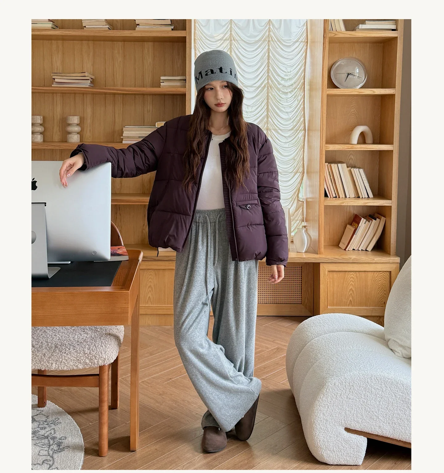 2026 Winter Women's Jacket Korean Patchwork Zipper Stylish Parkas Minimalist Versatile Coat Warm O-Neck Cotton Padded Outerwear