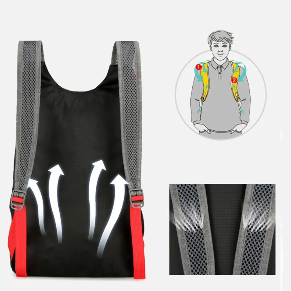 حقيبة ظهر رياضية قابلة للطي مقاومة للماء من نسيج النايلون، حقيبة ظهر للتخييم عالية السعة وخفيفة الوزن للغاية للمشي لمسافات طويلة