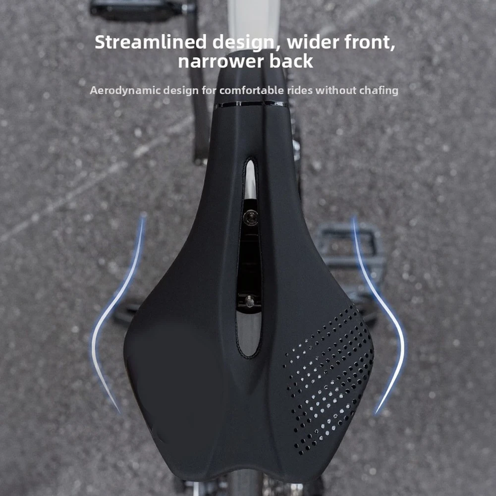 Black PU Leather Shock Absorbing Bicycle Saddle Breathable Anti Slip Cycling Seat Cushion For Mountain Road Bike Accessories view 4