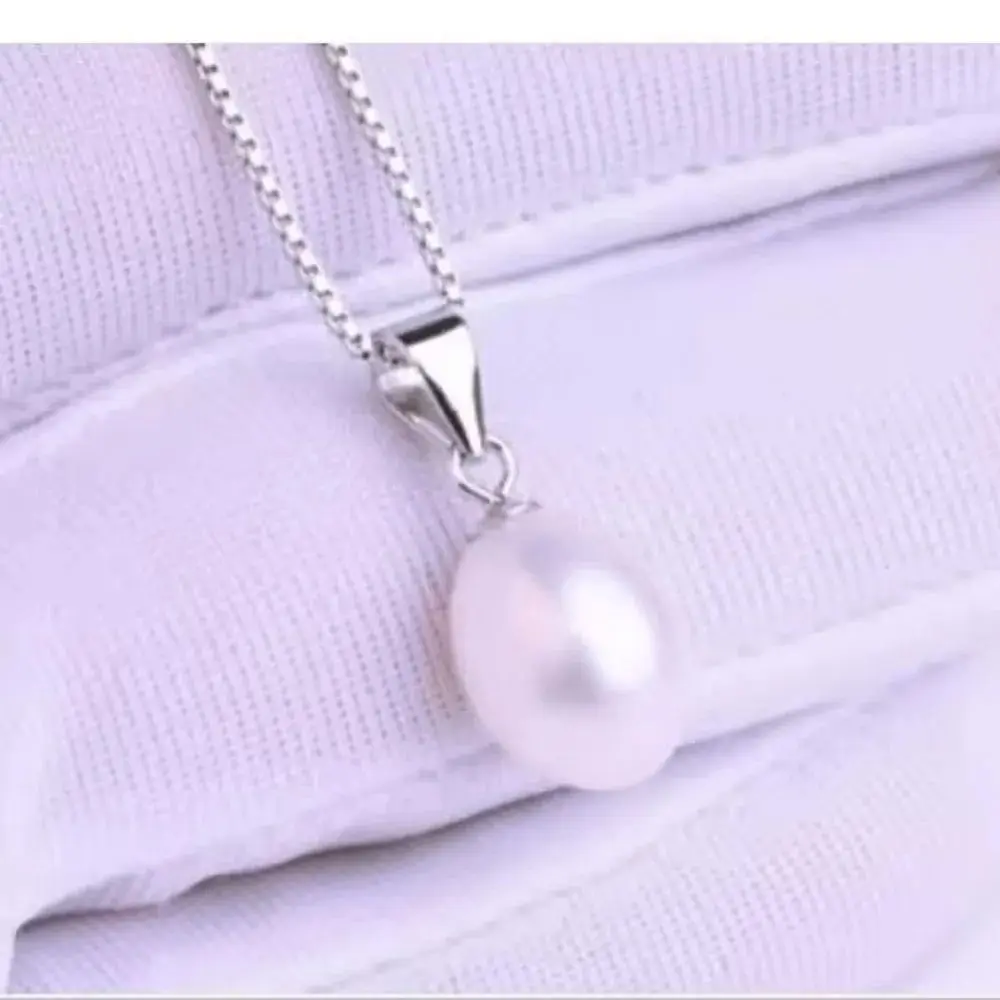 

18'' Shining 10-12MM AAA+ NATURAL White AKOYA PEARL PENDANT 925S Freeshippings Items