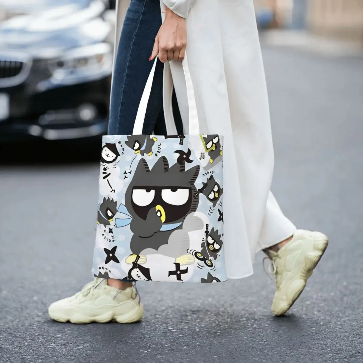 Badtz Maru Warrior Tote Bags Bolso de mujer Bolso de lona con dibujos universitarios Bolso de hombro Bolsa de comestibles reutilizable