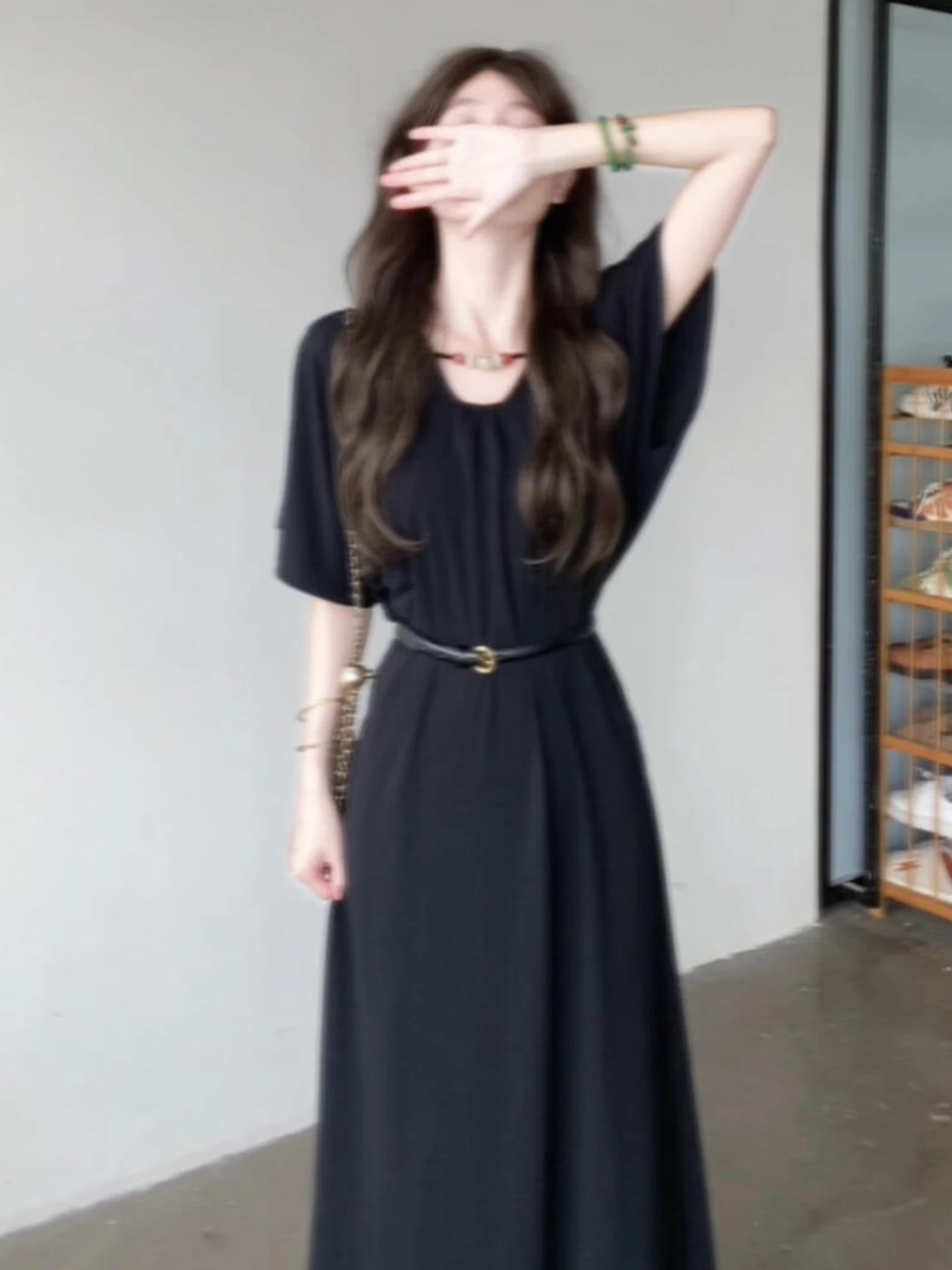 Saia Longa Feminina de Cintura Alta e Modeladora Ele Bl Summer Dr, Estilo Japonês Doce, Modelo A-Line Midi Dr