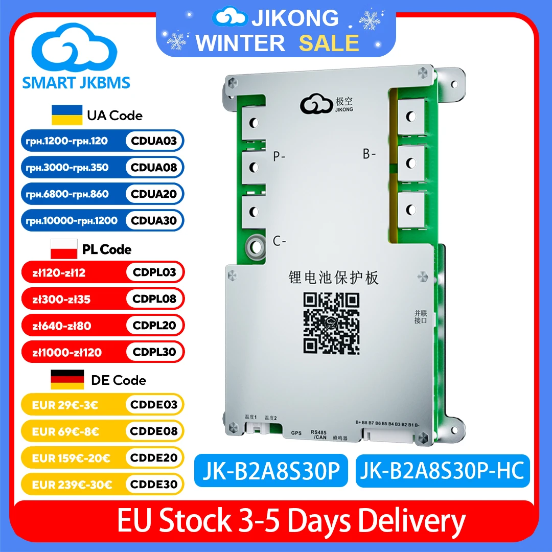 JIKONG JK BMS 3S-8S Smart BMS mit Wärme CAN RS485 BT APP 1A 2A 12-24V Active Balance BMS für Li-Ion LifePo4 LTO Batterie 100-300A