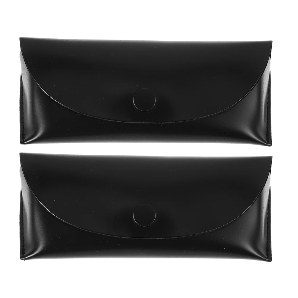 

2pcs Pu Glasses Case Soft Sunglasses Pouch Waterproof Portable Eyewear Storage Organizer Travel Eyeglass Bag For Men Women Black