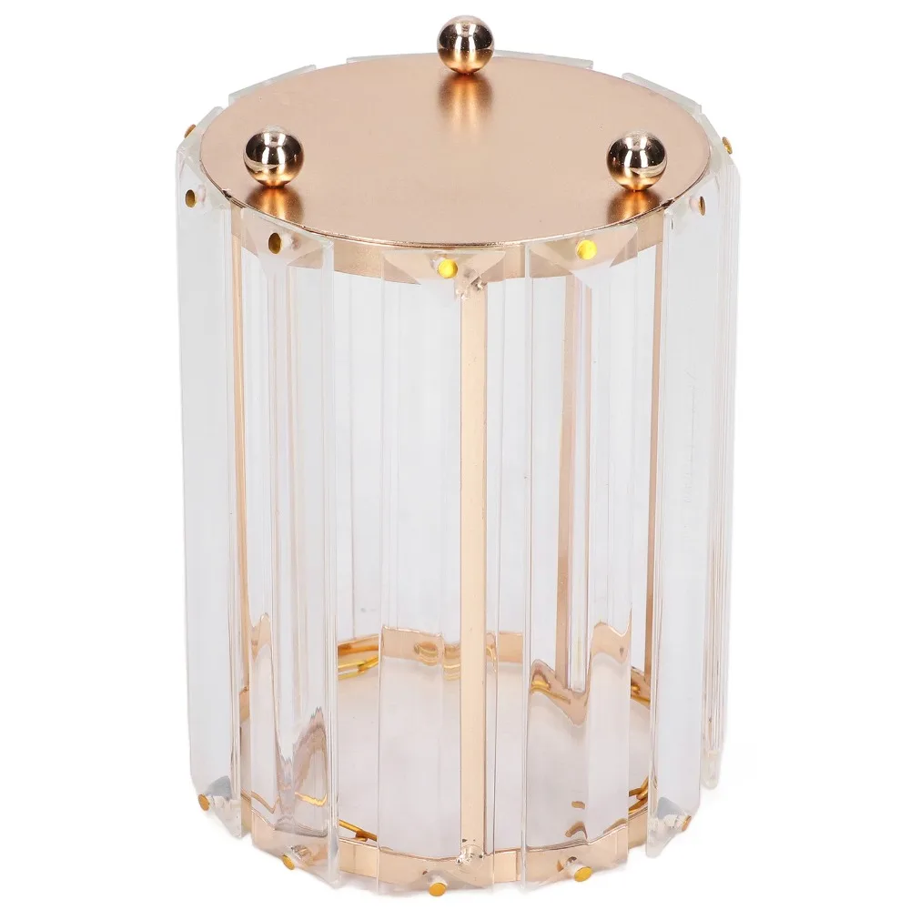 

Vanity Organize Transparent Cosmetic Brush Holder Decorative Round Makeup Brush Box Gold Silver Desktop Storage Holder Desktop