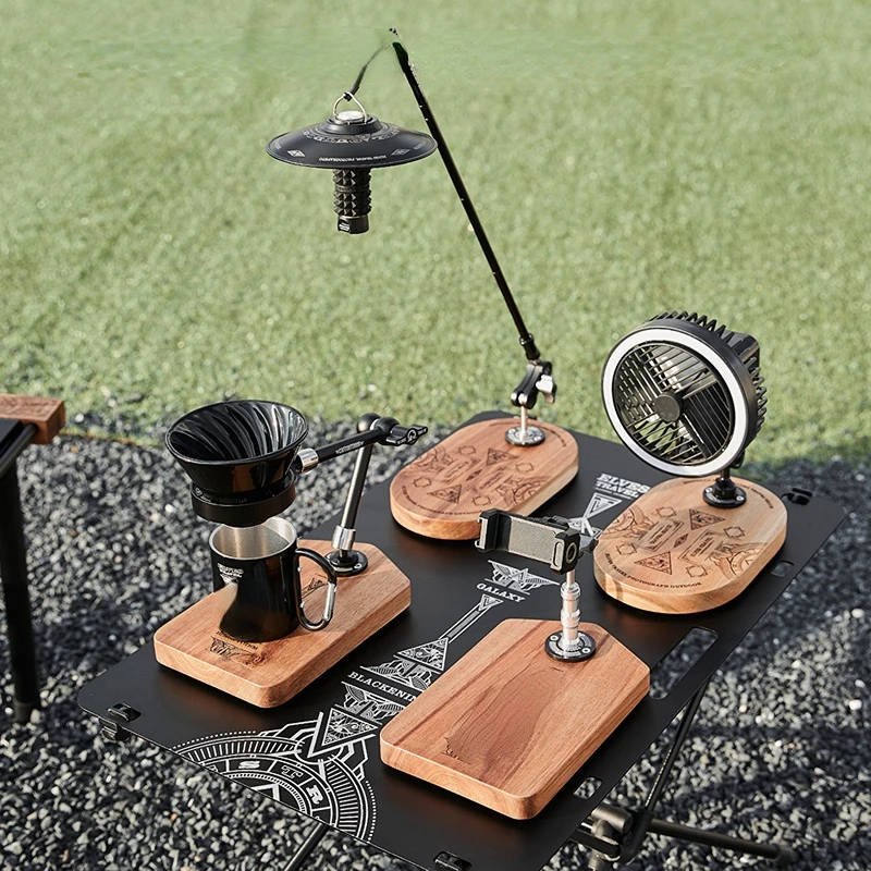 

Outdoor Camping Adjustable Desktop Lamp Holder Camping Multifunctional Foldable Lamp Pole Hand Punch Coffee Shelf