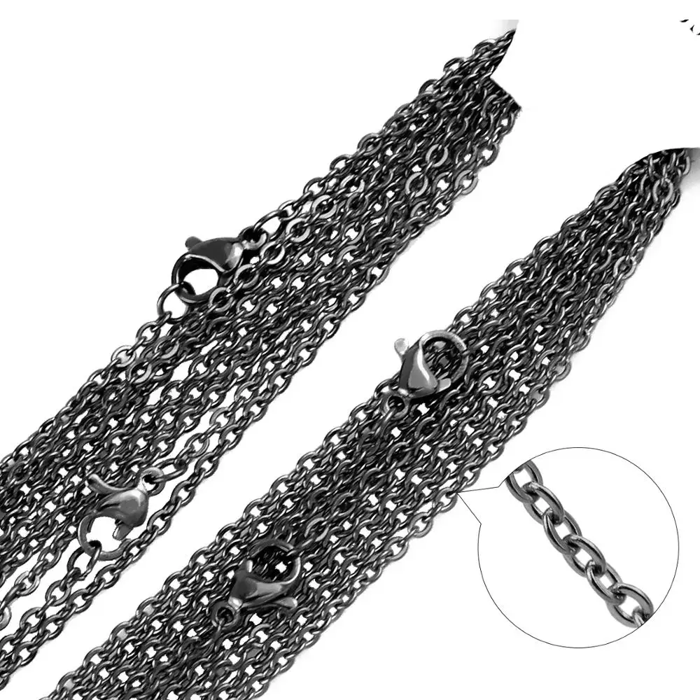 10pcs Stainless Steel Link Black Plated 18K Gold Chains Necklaces DIY Jewelry Cuban Chains Suit Wholesale Bulk Sale Materials image 4