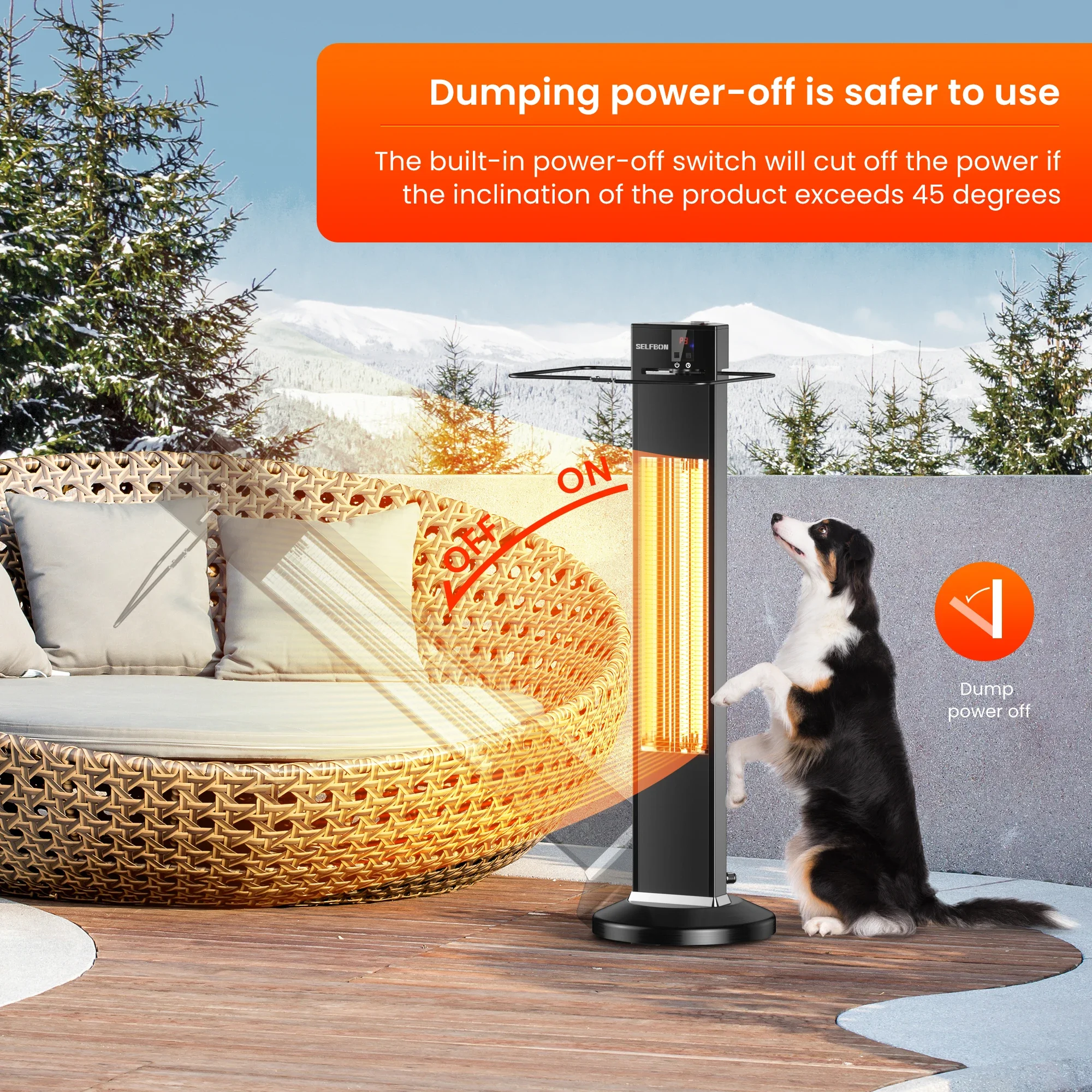 Pemanas Patio Listrik Tabung Serat Karbon Tahan Air dengan Remote Control untuk Rumah Tangga dan Garasi Dikirim dari AS