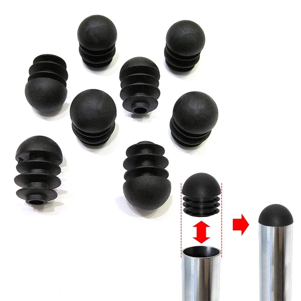 10pcs Plastic Domed Round Black Blanking End Caps Pipe Tube Insert Plug Spherical Head Furniture Leg Steel Pipe Hole Dust Cover