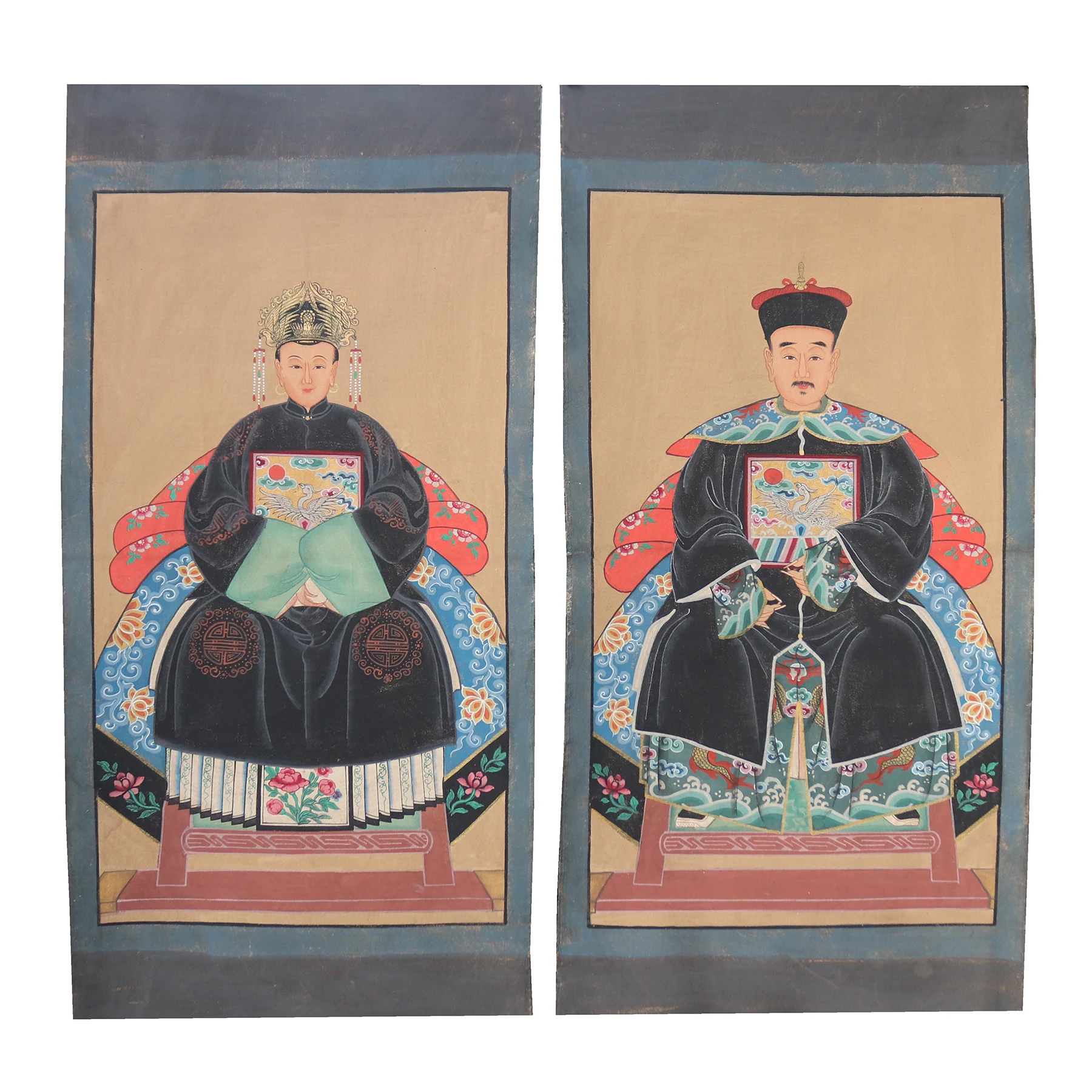 

Hand painted ancestor paintings on canvas fabric, wall decoration