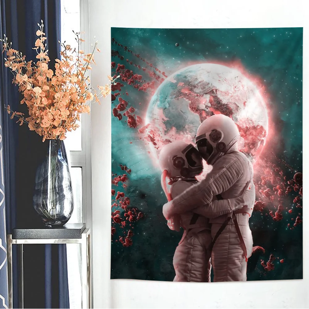 

Cartoon Space Astronaut Rocket Hanging Bohemian Tapestry Hanging Tarot Hippie Wall Rugs Dorm Home Decor