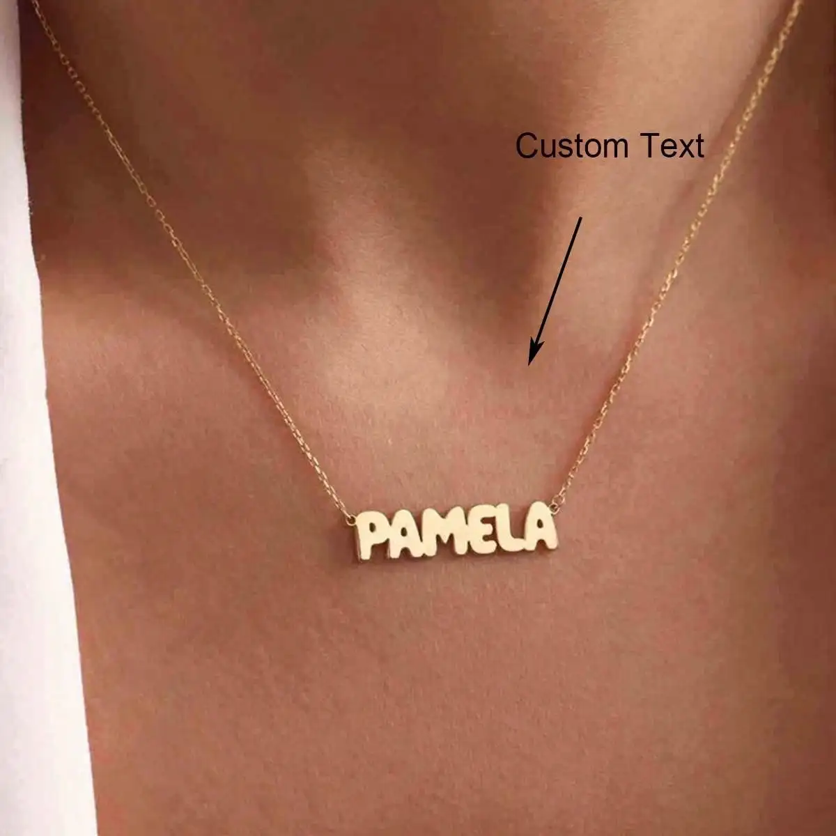 

Customized Name Necklace For Women Men Stainless Steel Jewelry Gold Color Chain Personalized Cute Letter Necklace Birthday Gift