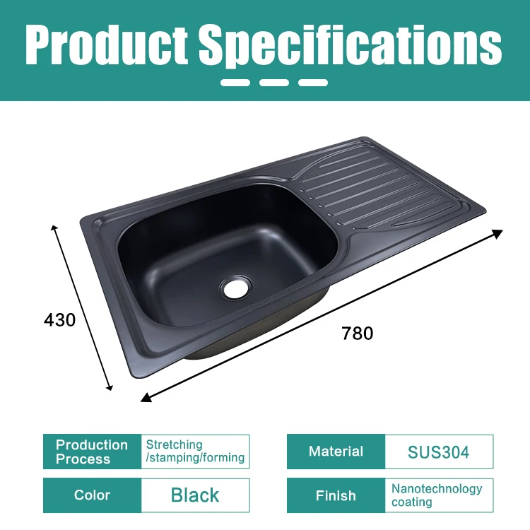 Black Coating Stainless Steel Kitchen Sinks for RV Camper Van Caravans Motorhome - view 2