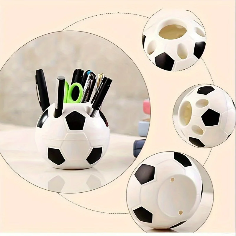 1pc Football type multifunctional student desktop stationery office pen holder ornament