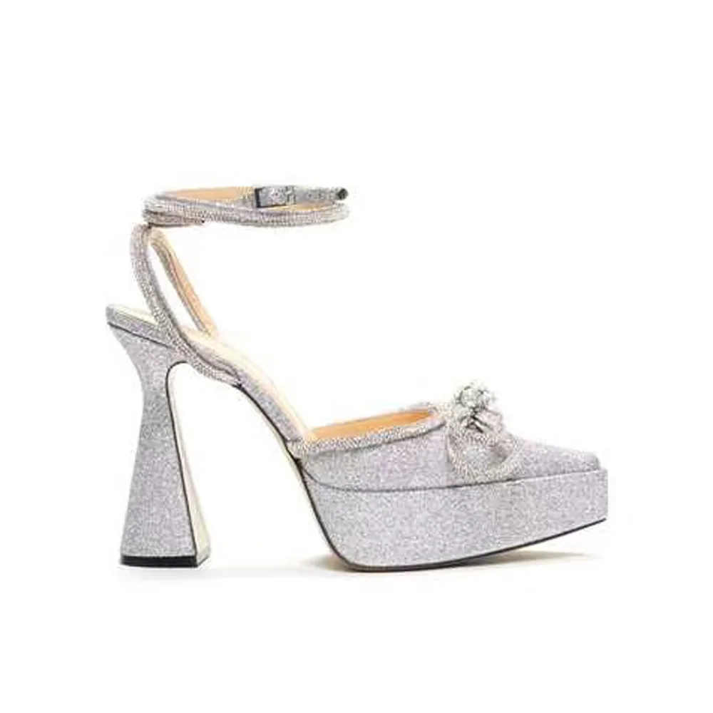 

Women's Pointed Transparent Rhinestone Platform Thick Heel High Heel Sandals Fashion Party Evening Dress Catwalk Shoes Chaussure