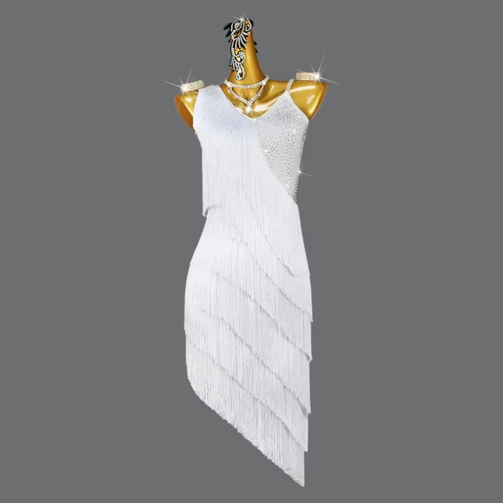 

New Dancewear Skirt Latin Dance Clothing Womens Party Dress Competition Female Fringe Suit Stage Samba Sport Costume Customized
