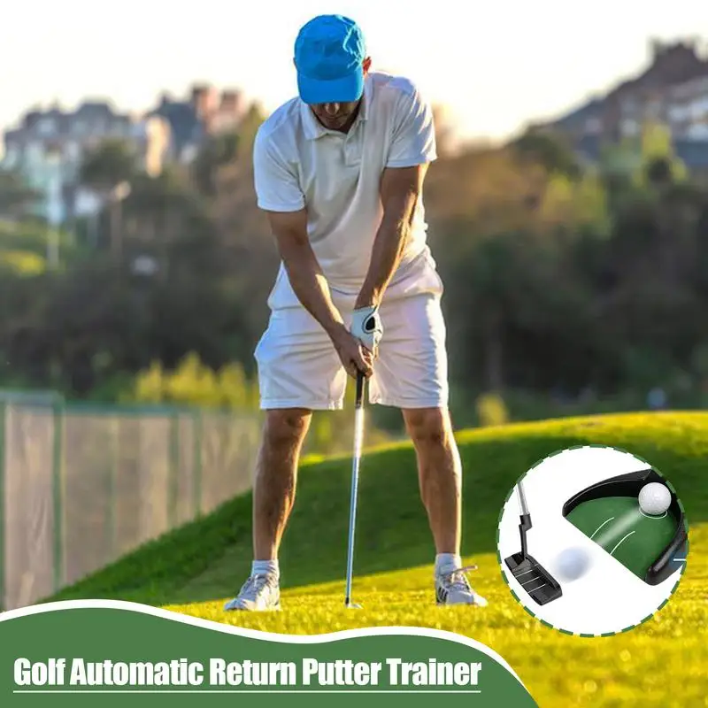 Golf Practice Putting Set para Homens, Golf Putting Set Liga de alumínio Auto Ball Return System Montar Clube Bola Bola de golfe Balanço Rod