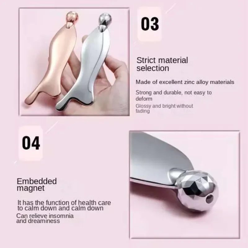 Mermaid Gua Sha Board Metal 3D Face Roller Massage Stick Facial Lifting Fascia Knife Shaving Board Can Relieve Insomnia