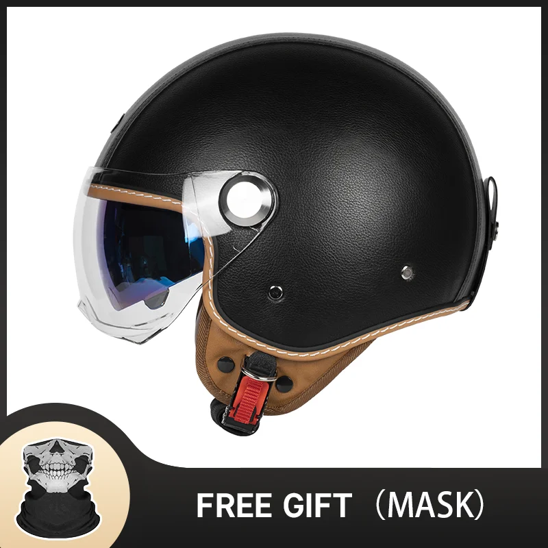 

Зимний специальный мотоциклетный шлем с открытым лицом 3/4 и двойными солнцезащитными козырьками и ветрозащитной защитой от мороза для езды в холодном климати