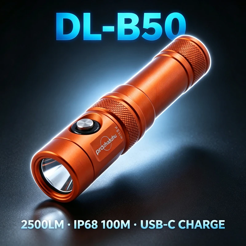 prozhaozhu-dl-b50-lampe-de-plongee-a-faisceau-etroit-2500lm-ip68-100m-rechargeable-usb-c-lampe-torche-de-plongee-integree-21700-pour-grotte-et-naufrage-nocturne