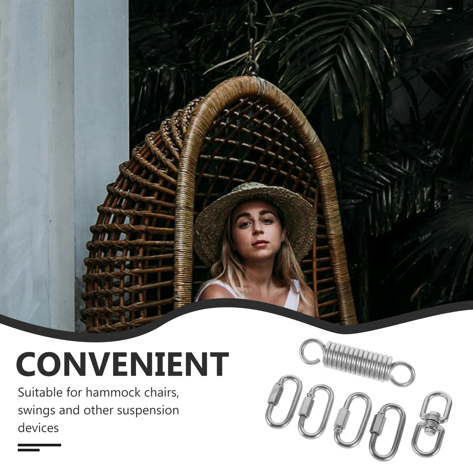 

1Set Heavy Duty Spring Hammock Chair Swing Accessory Kit Stable Rotation Comfortable Hanging Supplies for Patio