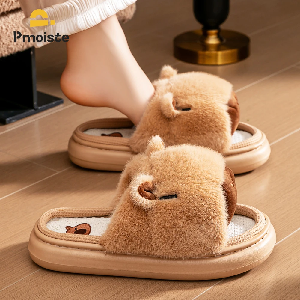 House slippers for women Warm EVA Platform Memory Foam Bedroom Cute Capybara Animal Femle Indoor Home Shoes Winter Living Room