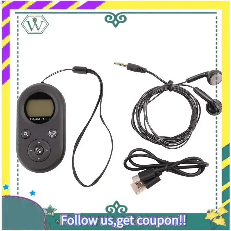 NEW Mini FM/AM Radio Portable Pocket 76-108MHZ Rechargeable Radio Receiver With LCD Display Backlight Lanyard Design