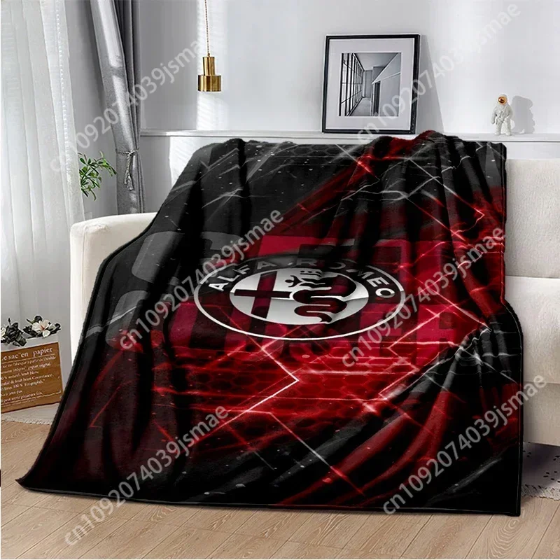 3D printing A-alfa Romeo Logo flannel Soft Blanket Comfortable Warm All Seasons  for Sofa Bed Bedroom Office Travel Custom