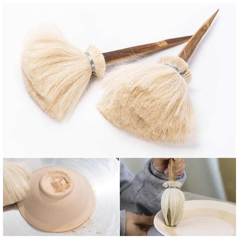1PCS Large Head Bamboo Brush Sweeping Ash Pen Pottery Hydrating Moisturizing Brush Ceramic Craft Tool Clay Polymer Supplies