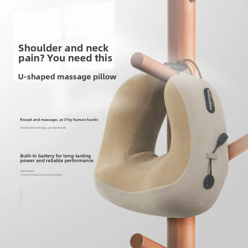 Portable Electric Neck Massage Pillow Memory Foam U-Shaped with 3D Kneading Technology Perfect for Travel Office Home Outdoor