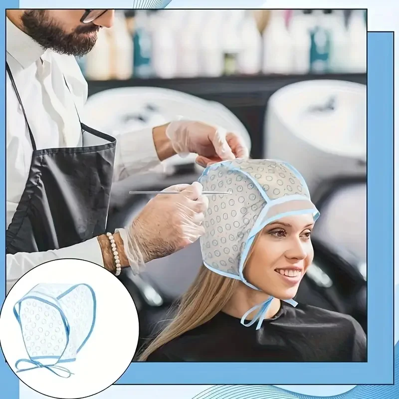 قبعة احترافية للاستخدام المنزلي في الصالونات مع خطاف كروشيه مدمج - رأس صبغ الشعر قابل لإعادة الاستخدام #5