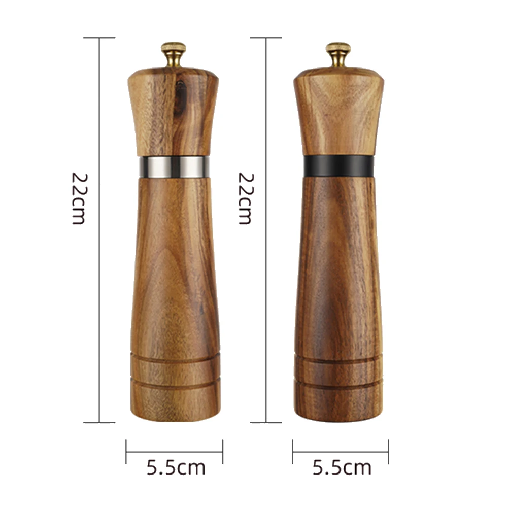 Salt and Pepper Grinder Set Wooden Salt and Pepper Mill Shaker Easy Adjustable Ceramic Coarseness Large Refillable image 4