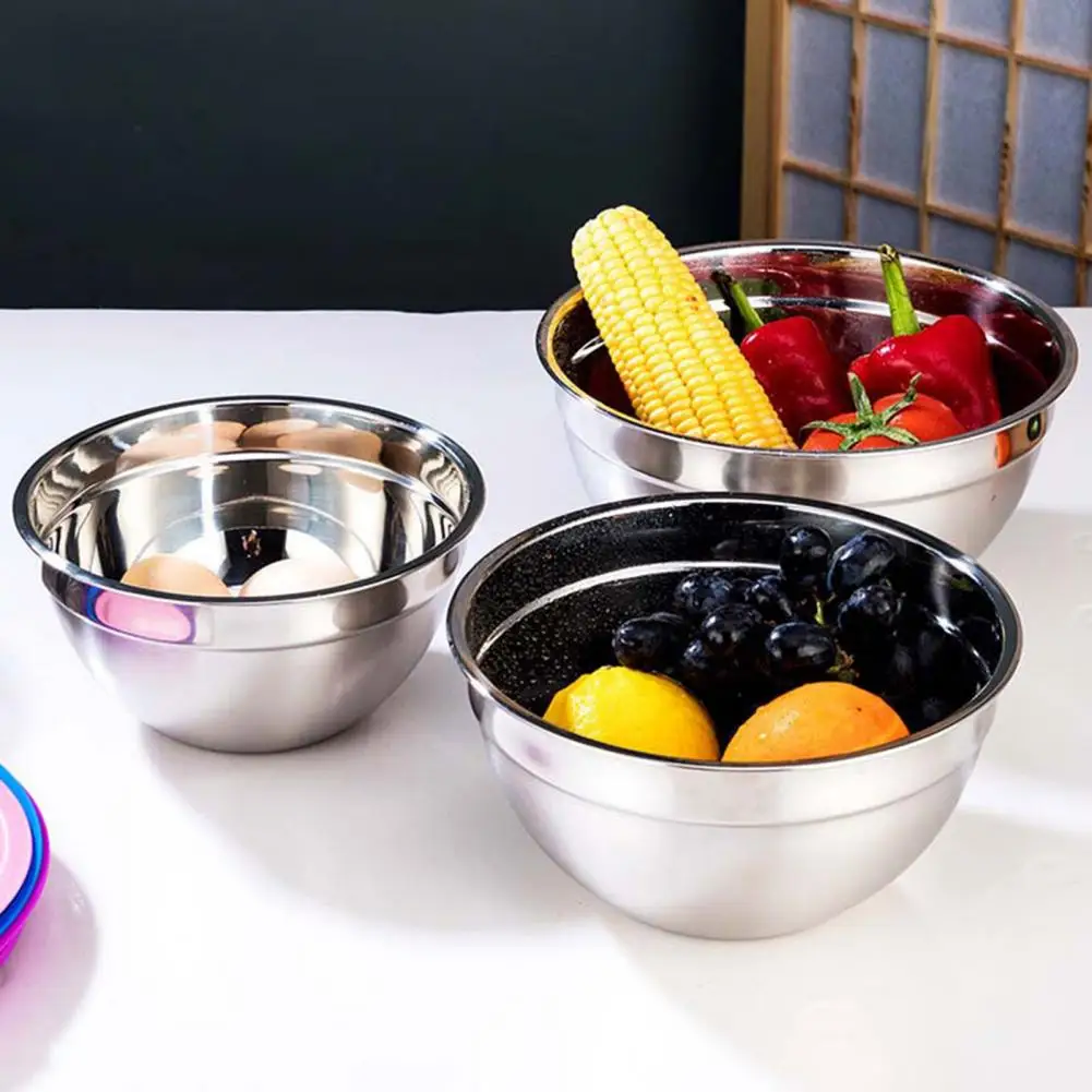 3Pcs Stainless Steel Salad Bowl with Lids Stackable Vegetable Fruit Washing Egg Mixing Noodle Soup Storage Basin Container