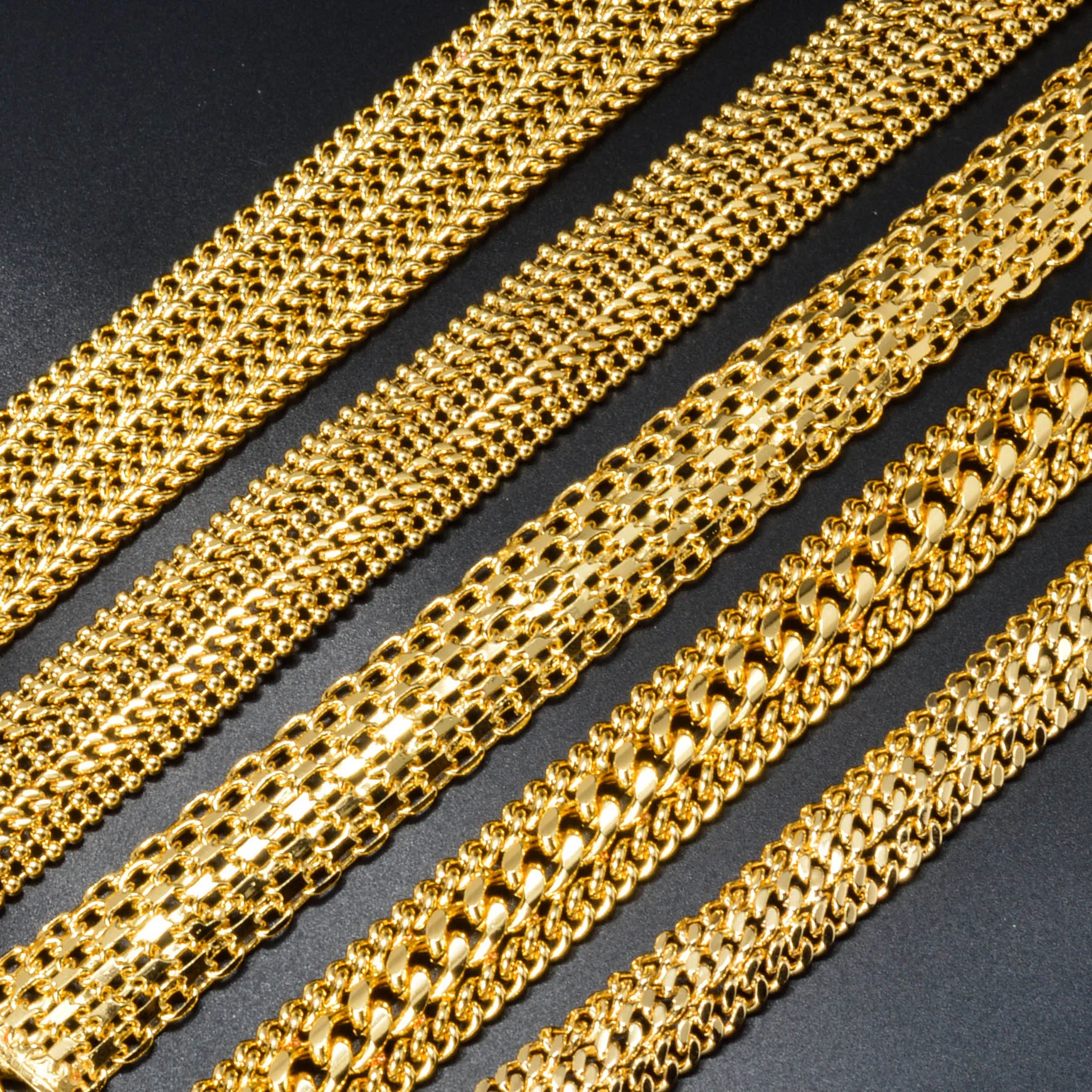 Sunny Jewelry 12MM-20MM Big Wide For Women Men Bracelet 18K Gold Plated Double Weaving Rolo Cable Curb Unisex Link Chain Gift