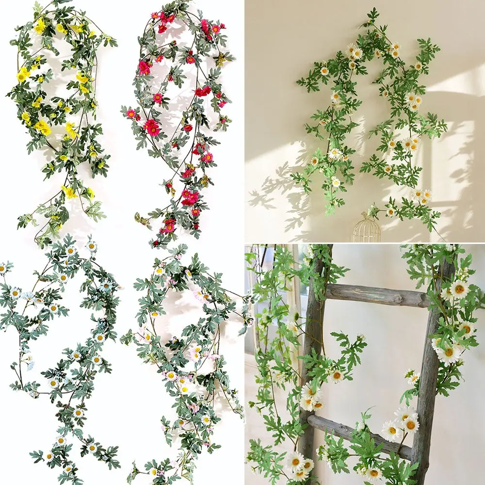 61Heads Home Decor Wedding Ornament Artificial Sunflower Rattan Christmas Garland Daisy Flowers Wreath Chamomile Wall Hanging