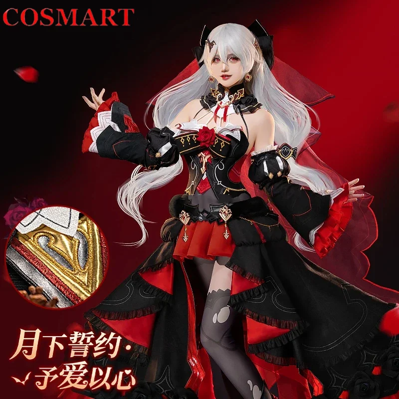 COSMART Honkai Impact 3rd Theresa Apocalypse Lunar Vow: Crimson Love Game Suit Gorgeous Cosplay Costume Halloween Party Outfit