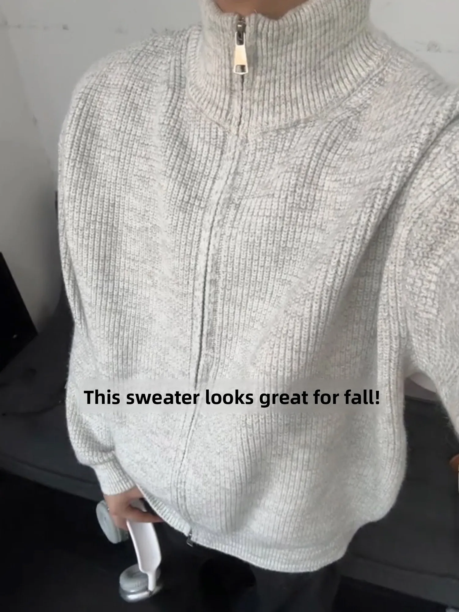 Maglione lavorato a maglia a collo alto Cleanfit da uomo autunno inverno con doppia cerniera cappotto cardigan con colletto alla coreana americano