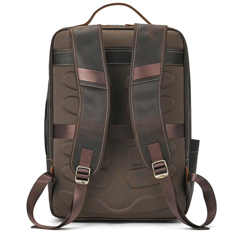 Double Layer Genuine Leather Backpack Bag For Men Male Real Cowhide Leather Backpacks For Man Laptop Bag School Bag Vintage Bags