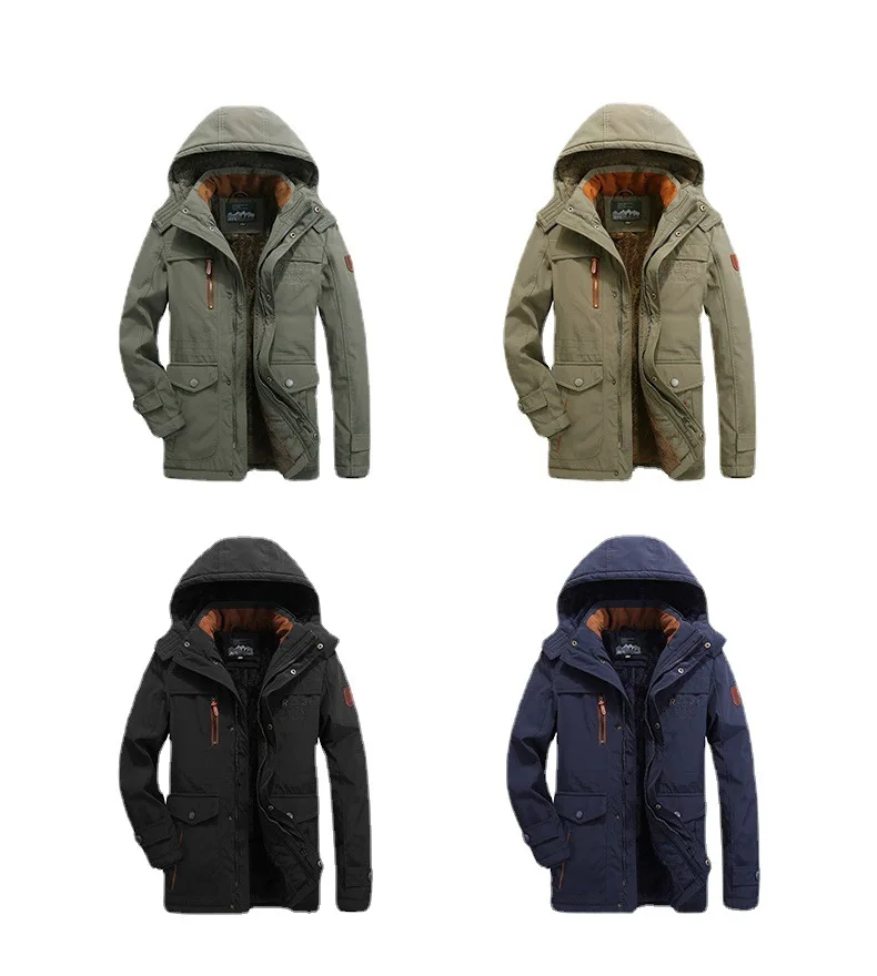 

Мужские классические куртки 6XL, мужские уличные пальто с капюшоном в стиле ретро, мужские ветровки, флисовые толстые теплые шубы, зимние парки