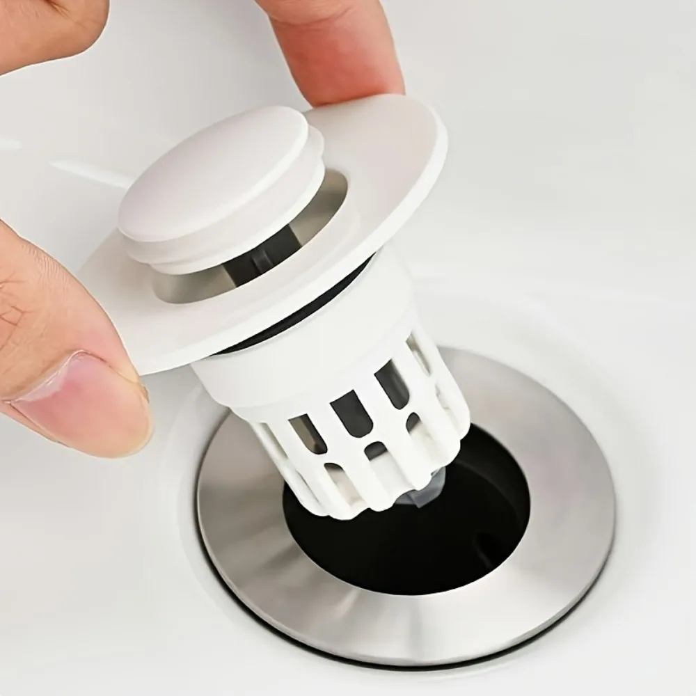 1pc Bathroom Sink Plug Pop-Up Drain Filter Washbasin Drainer Bouncing Core Filter for Quickly Seal and Drain Water