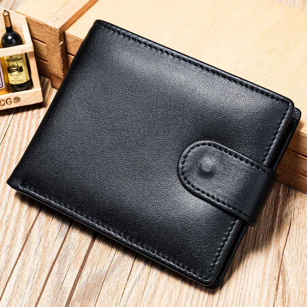 

Casual deisnger short wallet with coin poket for men male genuine leather short purse money clip wallet card holder rfid men bag