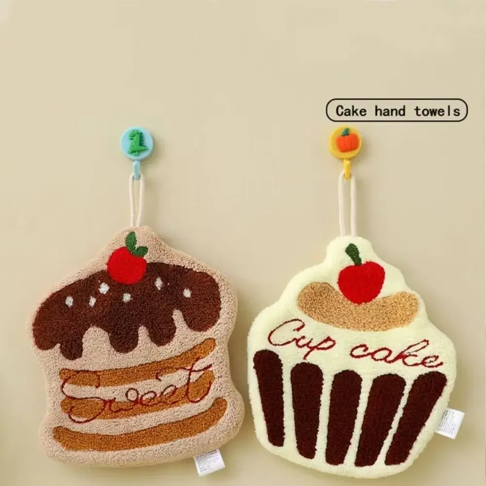 Durable Cute Cake Hand Towel Tableware Cleaning Kids Bathing Small Towels Kitchen Bathroom Soft Absorbent Hanging Towel