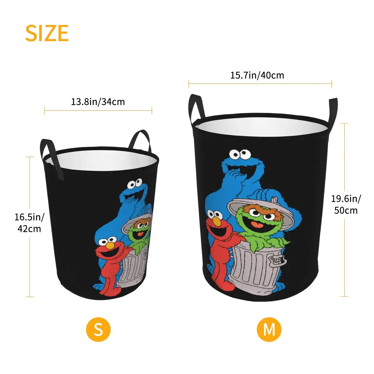 Custom Elmo Cookie Monster Sesame Street Laundry Basket Foldable Clothes Toy Hamper Storage Bin for Kids Nursery