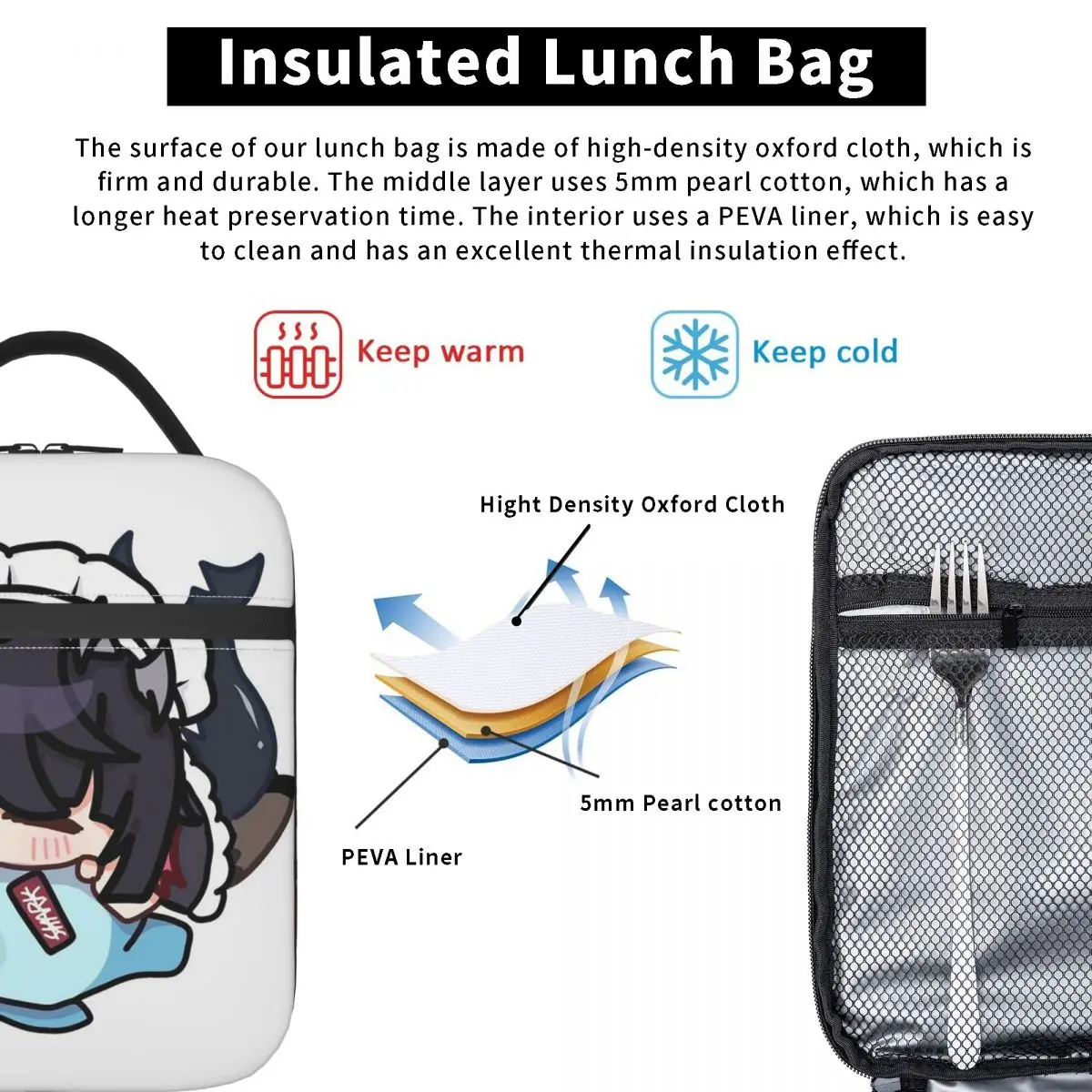 Ellen Joe Guzi's Original Animation Zenless Zone Zero Anime Insulated Lunch Bag for Women Kids Food Boxes Thermal Lunch Box Tote