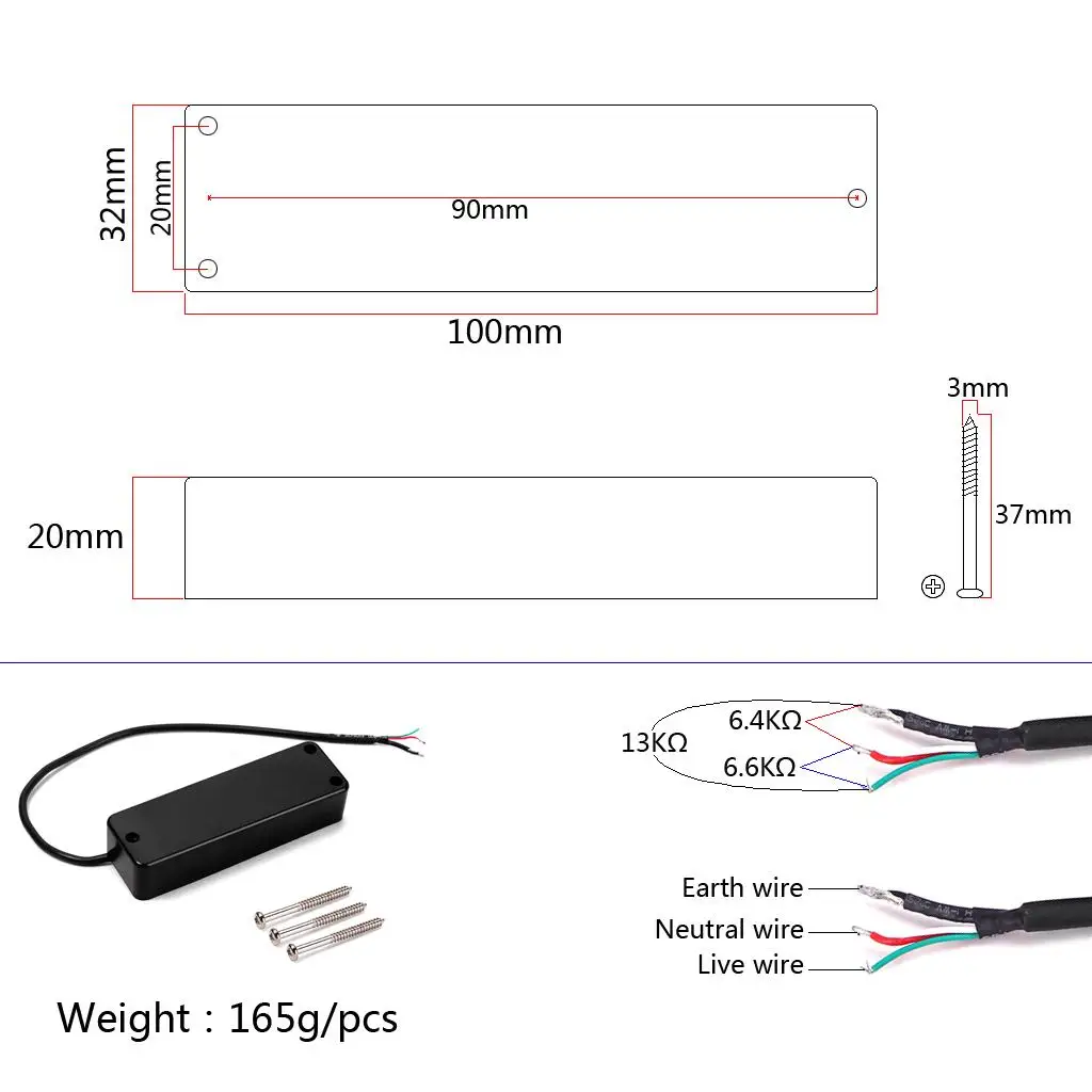 Sealed Ceramic 4 String Bass Pickup Double Coil Humbucker Guitar Parts Accessories for Clean Punch Tone