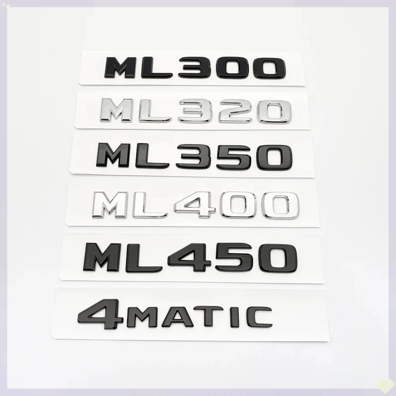Black Silver Letters Emblem Car Fender Trunk Rear for W164 W166 ML300 ML350 ML400 ML450 ML500 Logo Sticker Accessories