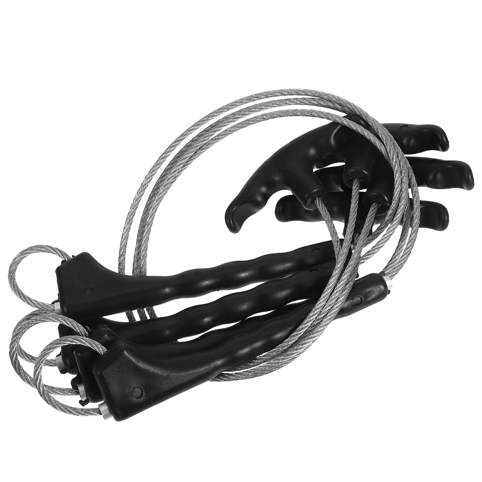 

4pcs Pig Catcher Rope Thickened Steel Wire Locking Buckle Black Livestock Equipment Durable Hanging Hook