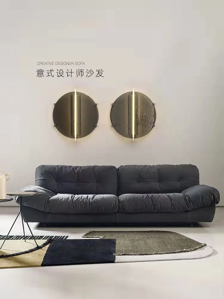 Divano Cloud color crema piccolo appartamento soggiorno divano retrò in tessuto a fila dritta