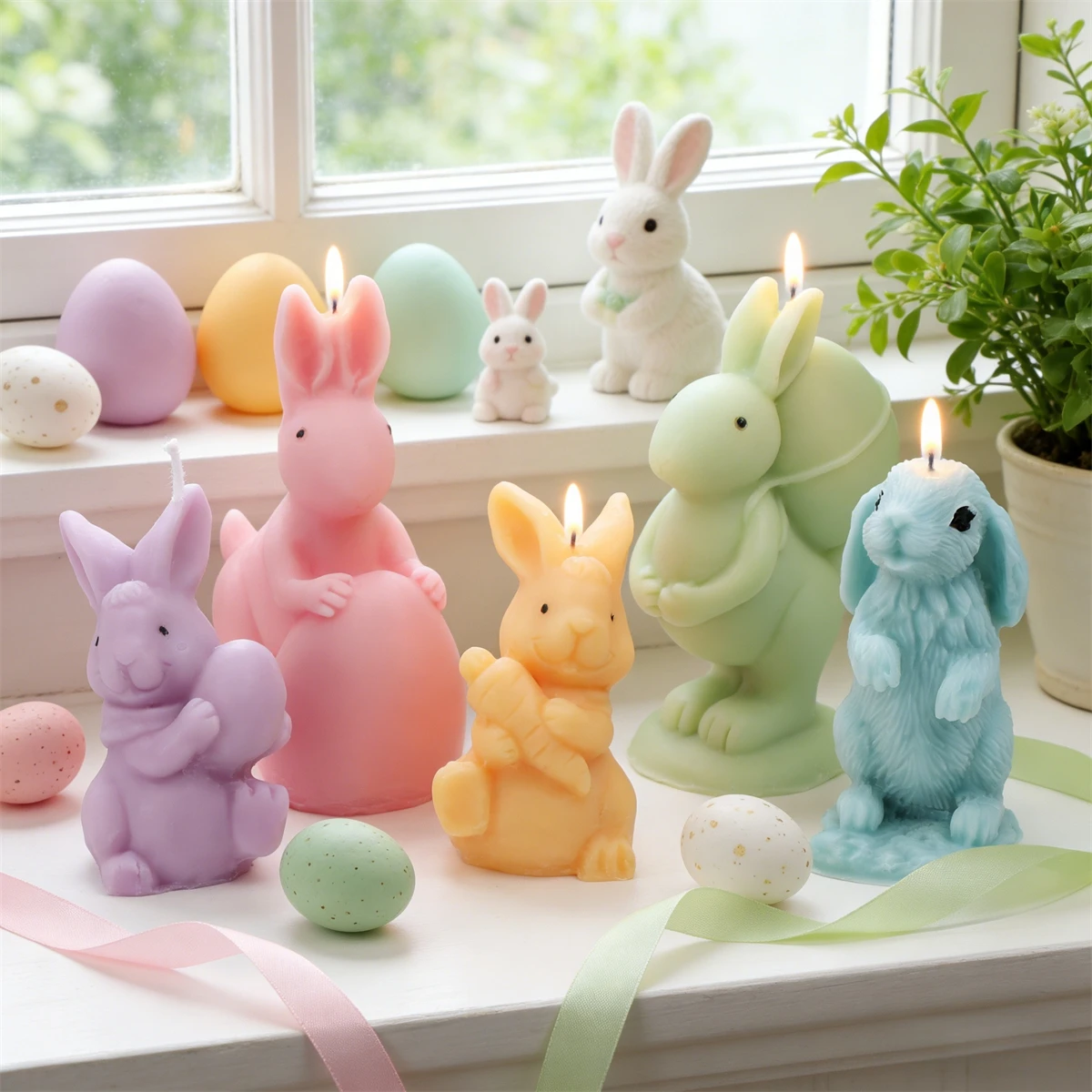 Osterhase-Kerzenform, 3D-süßes Kaninchen-Tier, Silikonformen für die Kerzenherstellung, DIY-Harz, Ton, Seife, Heimdekoration, Bastelwerkzeug