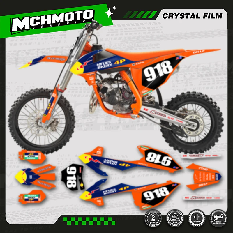 

MCHMFG Full Set Graphics Background Decal Stickers Kit for KTM 2018-2024 SX85 SX 85 Number Name Custom